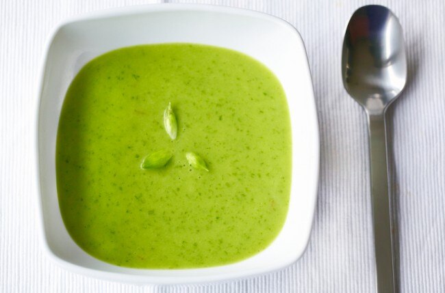 Chilled Green Soup in White Bowl | Vitacost.com/Blog