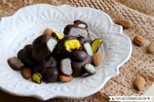 White Bowl with Naturally Colored Coconut-Almond Bites