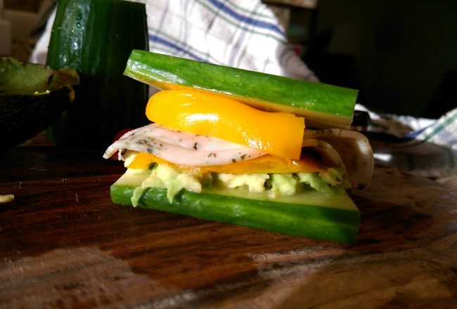 Healthy Breadless Sandwich with Cucumber, Turkey, Avocado and Bell Pepper | vitacost.com/blog