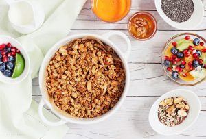 Breakfast Set with Pili Nut Superfood Granola and Various Toppings | Vitacost.com/blog