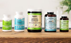 5 Vitacost Nutritional Supplements on Wood Table are Best of Vitamin Brands | Vitacost.com/blog