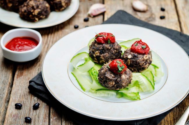 Bean Fritter Recipe: Meatless Meatballs  Bean-Barley Fritters (or Meatless Meatballs) on White Plate | Vitacost.com/blog