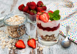 Strawberries & Coconut Cream Parfait in Glass with Granola | Vitacost.com/blog