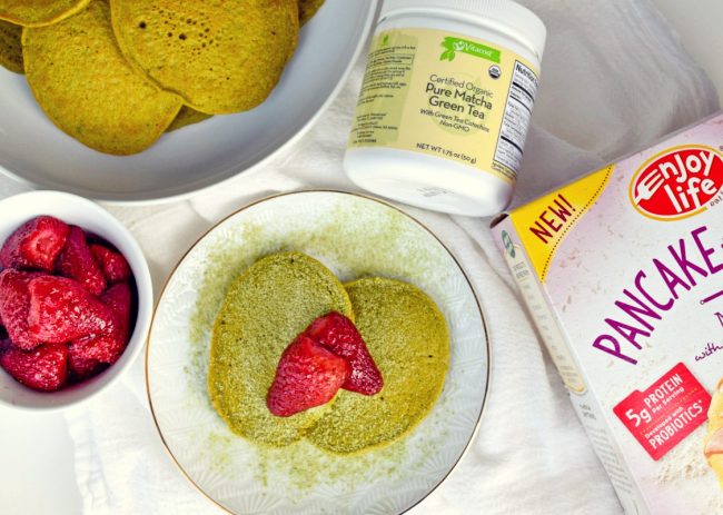 Best Gluten-Free Matcha Pancake Recipe Gluten Free Matcha Pancakes with Roasted Strawberries | Vitacost.com/Blog