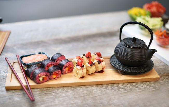 5 Healthy Recipes for National Strawberry Month Nut Butter Strawberry-Banana Dessert Sushi Recipe | Vitacost.com/Blog
