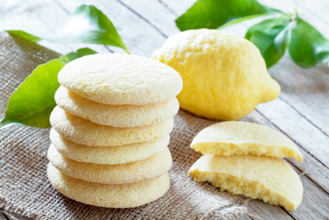 Gluten-Free Lemon Cookies  Stack of Gluten-Free Lemon Cookies with Lemon Fruit | Vitacost.com/blog