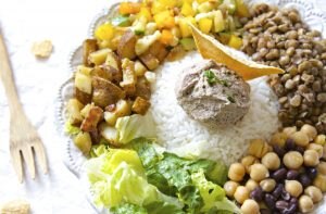 Loaded Burrito Bowl in White Bowl with Rice, Veggies, Beans, Lentils & More | Vitacost.com/blog