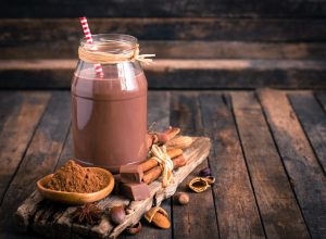 Chocolate Milkshake in Glass Jar on Wood | Vitacost.com/blog