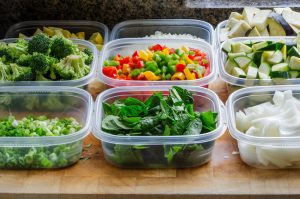 Meal Prep Food Containers Filled with Chopped Veggies | Vitacost.com/Blog