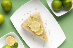 Homemade No-Bake Key Lime Pie Cheesecake topped with Lime Rounds and Lime Zest | Vitacost.com/Blog