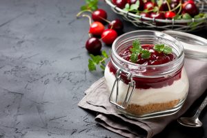 No-Bake Cheesecake Dip with Cherry Topping in Glass Jar | Vitacost.com/blog