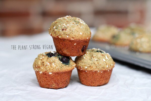 Vegan Blueberry Mini Muffins with Crumb Topping Stack of Mini Vegan Blueberry Muffins on White Paper | Vitacost.com/blog