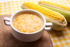 Vegan Corn Chowder and Fresh Corn on Wood Board | Vitacost.com/blog