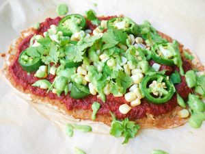 Homemade Vegan and Gluten-Free Pizza with Sauce, Corn, Jalapenos and Cilantro | Vitacost.com/Blog