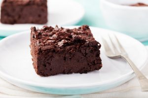Easy, No-Bake Chocolate Brownies on White Plate