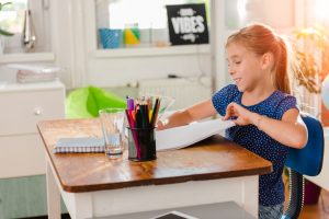 School-Aged Student Doing Homework in Designated Zen Homework Space | Vitacost.com/Blog