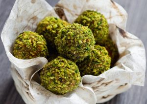 Paleo Matcha Bliss Balls Coated in Crushed Pistachios | Vitacost.com/blog