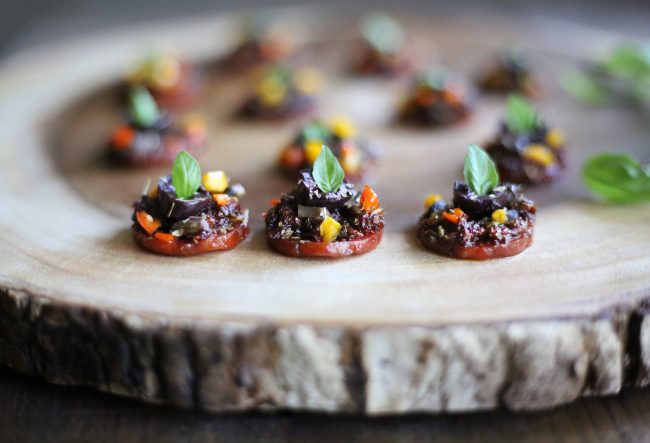 Paleo Pizza Bites Homemade Paleo Pepperoni Pizza Bites Garnished with Basil | Vitacost.com/Blog