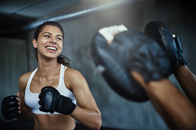 Woman Boxing to Boost Endorphins and Cultivate Happiness | Vitacost.com/Blog