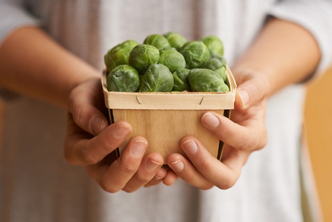 Delicious Basket of Fall Favorite Food: Brussels Sprouts