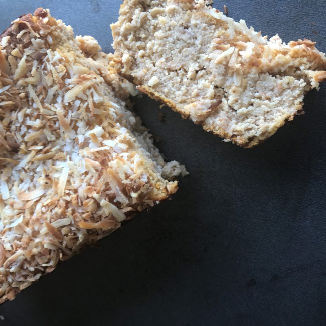 Sweet Potato Bread with Toasted Coconut  Sliced Loaf of Sweet Potato Bread Topped with Toasted Coconut #recipe | Vitacost.com/blog