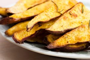 Plate of Dehydrated Sweet Potato Dog Treats | Vitacost.com/blog