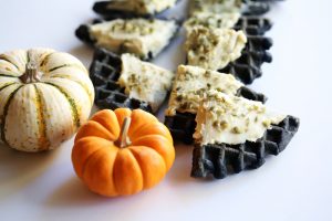 Homemade Black Waffles with White Chocolate Frosting for Halloween | Vitacost.com/Blog