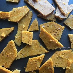 Honeycomb Candy Pieces with a Corn Syrup Substitute on Baking Sheet #recipe | Vitacost.com/blog