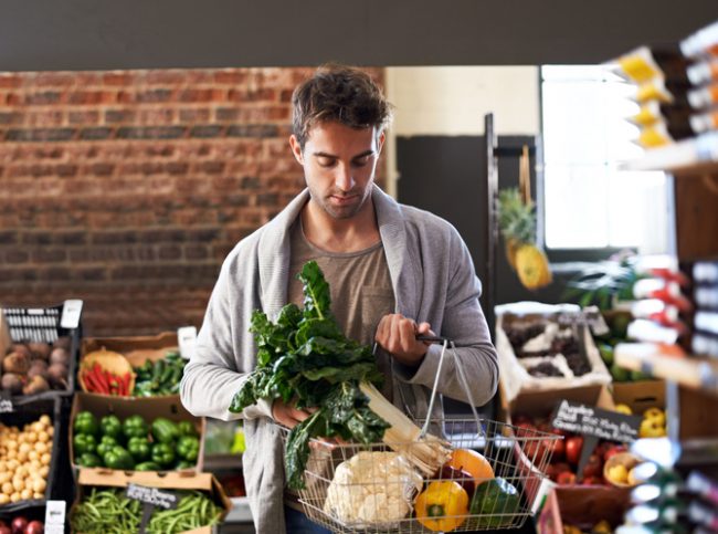 Man Shopping for Healthy Food in Honor of Movember & Men's Health | Vitacost.com/blog
