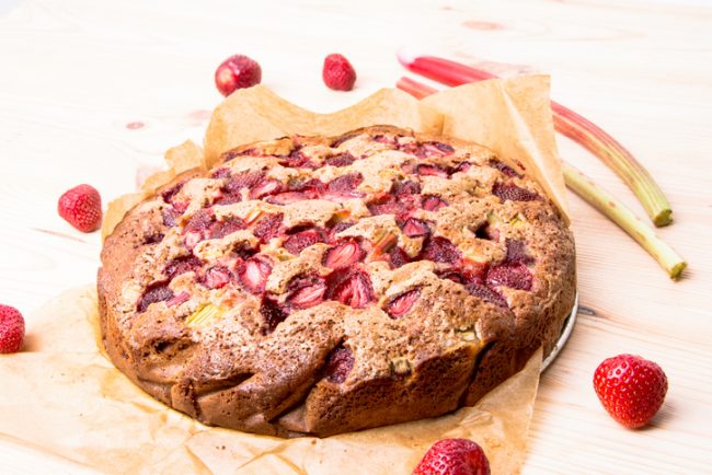 Homemade Strawberry-Rhubarb Upside-Down Cake | Vitacost.com/blog