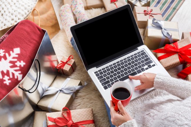 Woman Battling Holiday Stress from Online Shopping and Gift Wrapping | Vitacost.com/blog