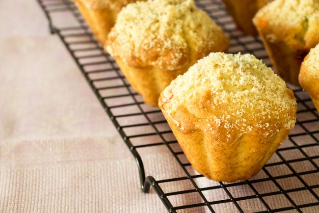 Eggnog Muffins with Streusel on Wire Rack Eggnog Muffins Cooling on Black Wire Rack | Vitacost.com/blog