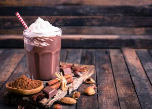 Hot Chocolate Warm Smoothie on Wood Background | Vitacost.com/blog