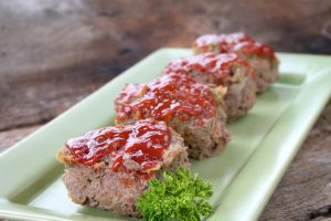4 Meatloaf Muffins on a White Serving Platter #recipe | Vitacost.com/blog