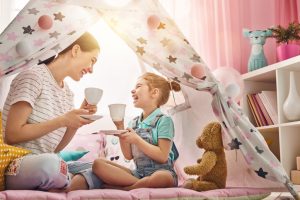 Mother Having Tea Party with Daughter in Blanket Fort | Vitacost.com/blog