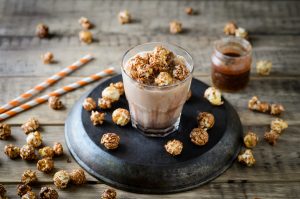Hot Chocolate Garnished with Sweet Cocoa-Dusted Popcorn | Vitacost.com/Blog