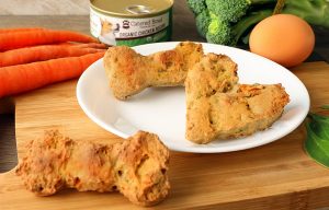 DIY Dog Treats with Veggies and Canned Dog Food on Cutting Board | Vitacost.com/blog