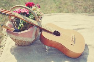 Valentine's Day Picnic with Basket Full of Healthy Treats and Guitar | Vitacost.com/Blog