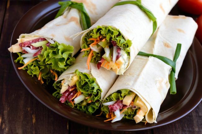Four Healthy Wraps on a Plate for Lunch | Vitacost.com/blog