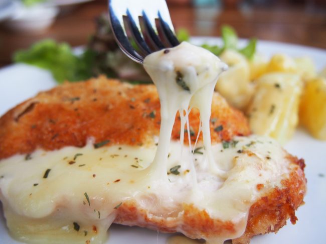 Close Up of Slow Cooker Greek-Style Chicken Parmesan with Gooey Mozzarella #recipe | Vitacost.com/blog