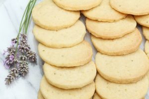 Lemon Lavender Cookies on a Plate with Fresh Lavender #recipe | Vitacost.com/blog