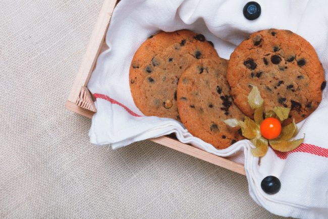 Blueberry Chocolate Chip Cookies Recipe  Blueberry Chocolate Chip Cookies on White Cloth Napkin | Vitacost.com/blog