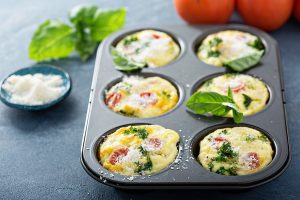 Muffin Pan With 6 Mini Quiche Muffins - Spinach, Ham & Tomatoes #recipe | Vitacost.com/blog