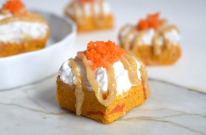 Close-up of 1 Carrot Cake Dessert Fudge on Marble Counter with More in Background #recipe | Vitacost.com/blog