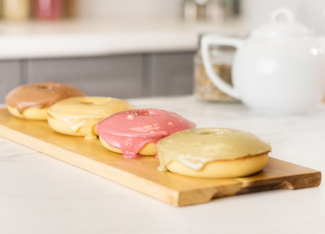 A Cake Donut Recipe with 4 Superfood Glazes on Wood Plank | Vitacost.com/blog