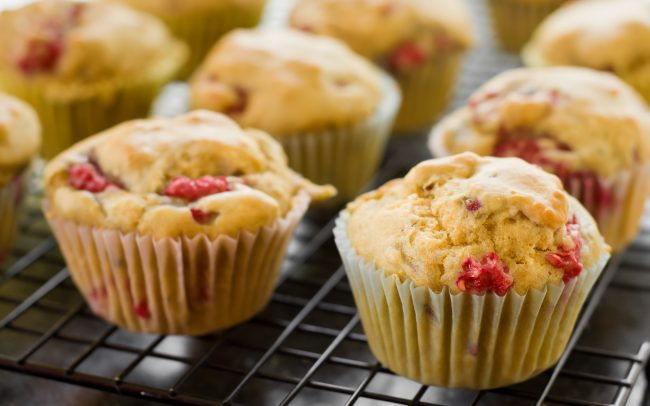 Lemon Raspberry Muffins Close-Up of Raspberry Muffins on Wire Cooling Rack | Vitacost Blog