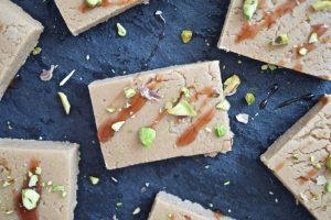 Homemade Vegan Coconut-Pistachio Halvah Drizzled with Date Syrup | Vitacost.com/Blog