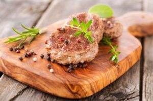Gluten-Free Meatloaf Patties on Wooden Cuttingboard | Vitacost.com/blog