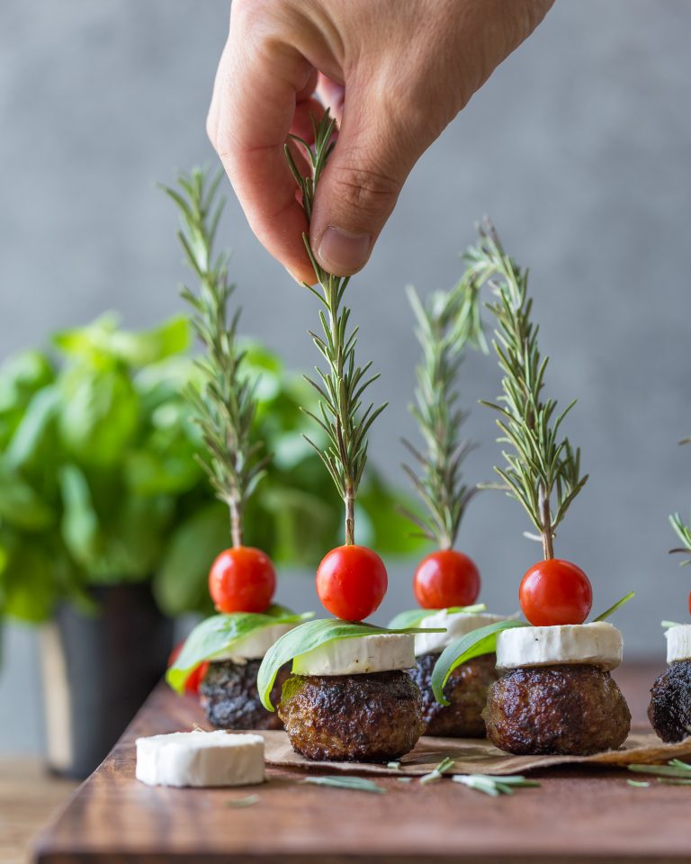 Italian Meatballs on Rosemary Skewers