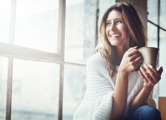 Woman Practicing Self Care While Enjoying a Cup of Tea | Vitacost.com/Blog